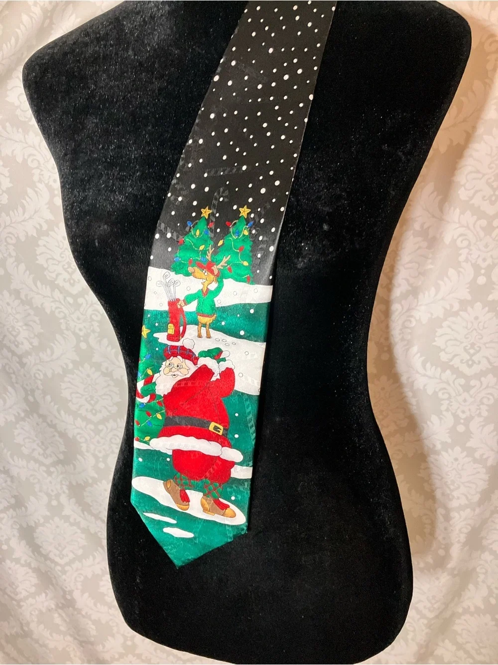 Yule Tie Greetings santa golfing